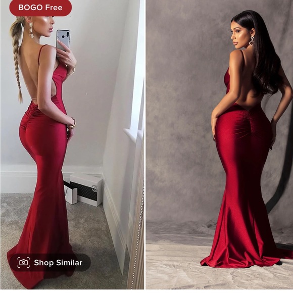 Burgundy Red Gown Fashionnova size large - Picture 9 of 10